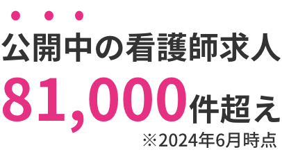 公開中の看護師求人81,000件超え ※2024年6月時点