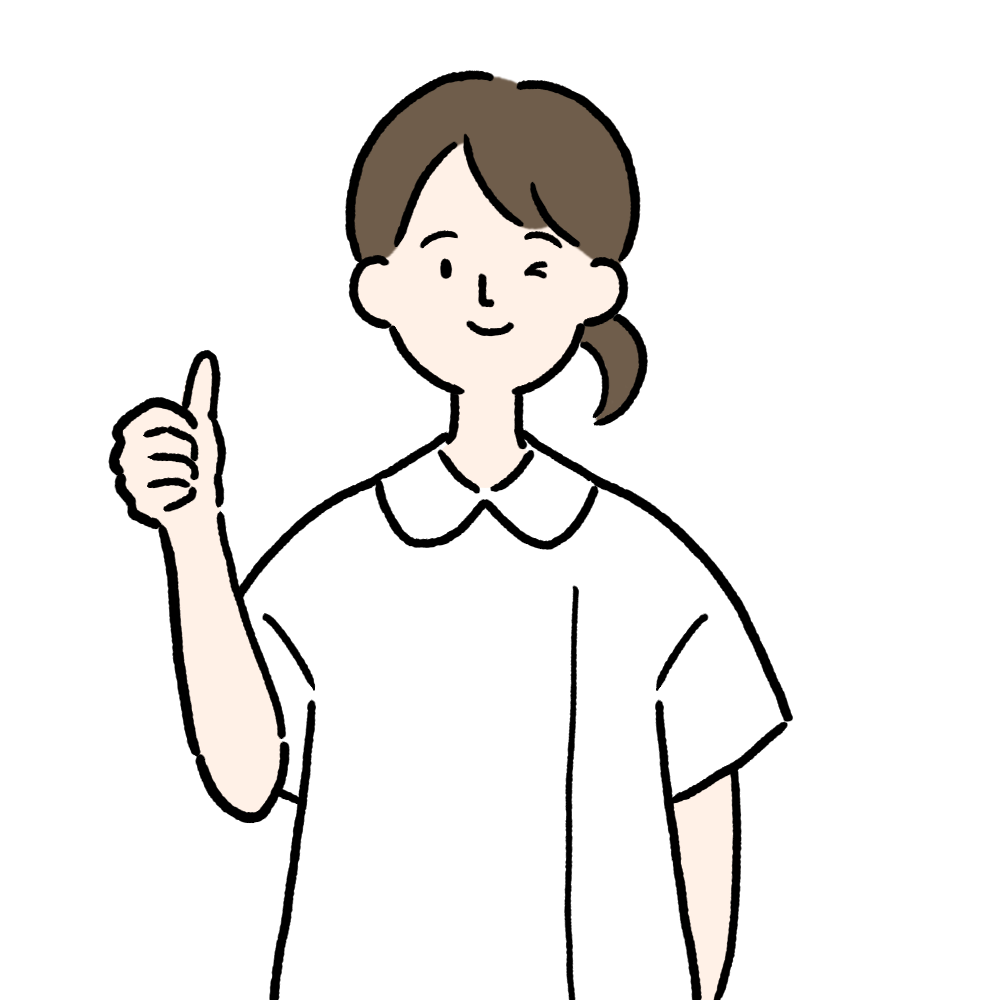 親指を立てGoodを示す[看護師] のイラスト
