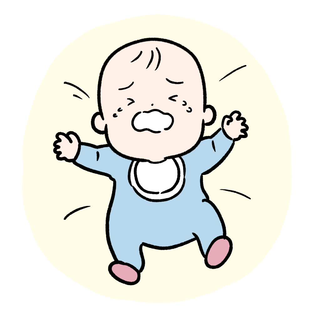 仰向けで泣いている [赤ちゃん] のイラスト