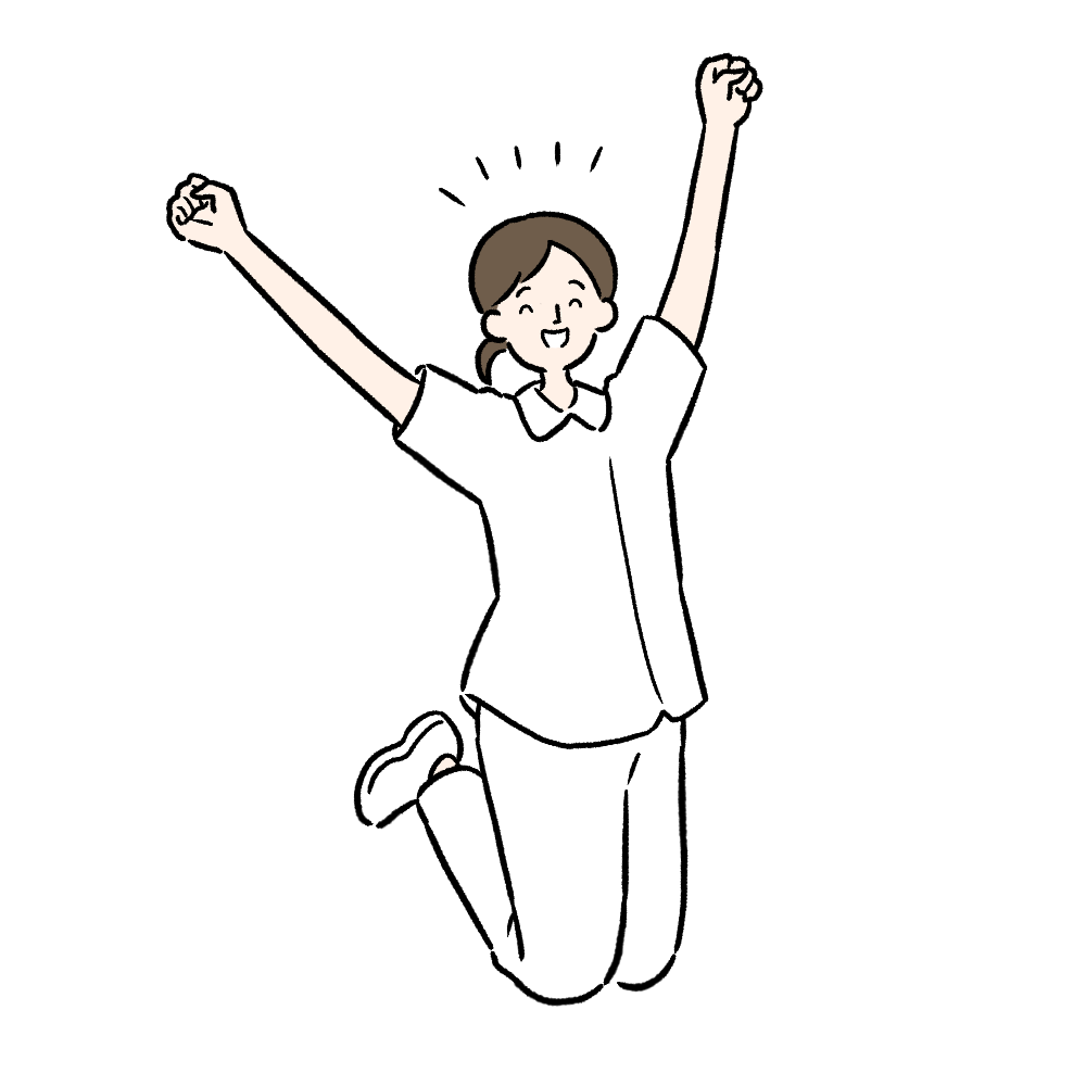 喜び・ジャンプ [看護師] のイラスト