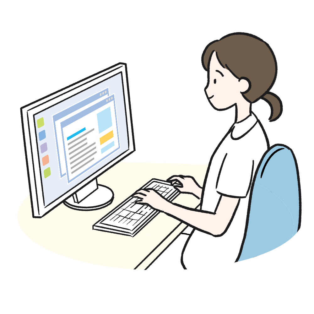 PC操作 [看護師] のイラスト