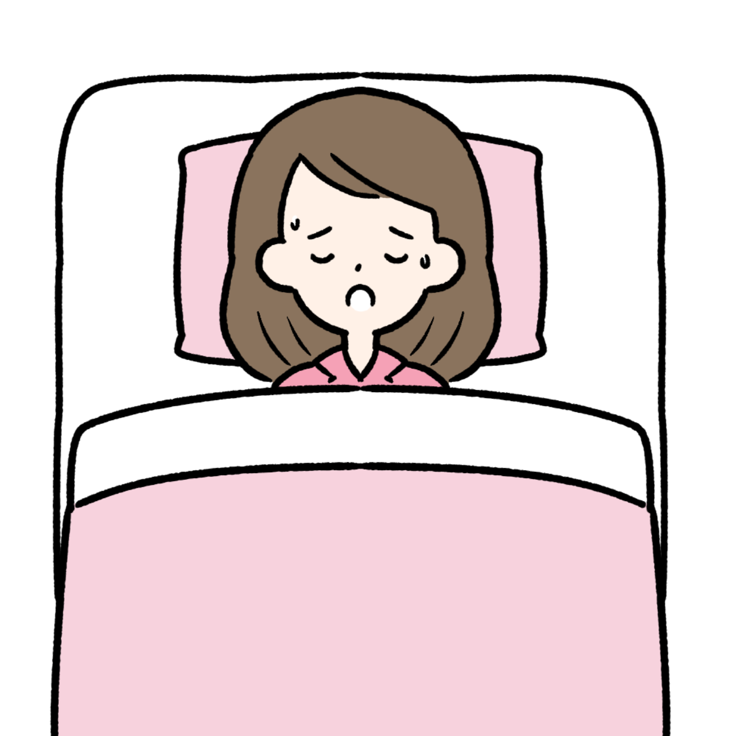 熱が出てつらそう [患者 (女の子)] のイラスト