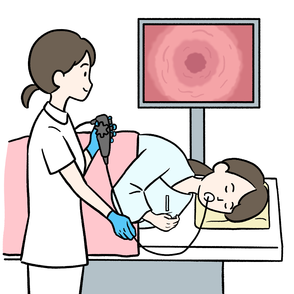 胃カメラ[女性患者]のイラスト