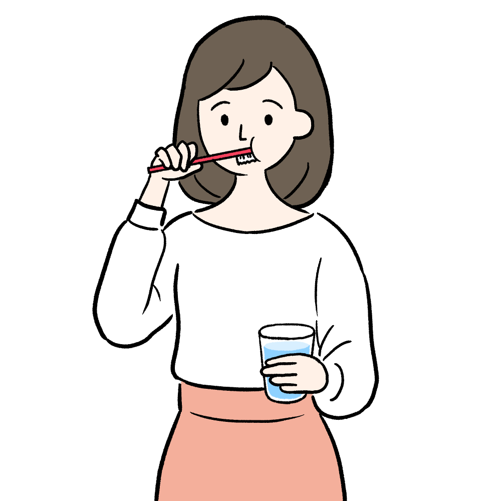 歯磨きをする女性のイラスト