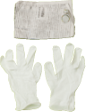 ディスポーザブルの手袋、新聞紙
